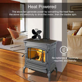 Fireplace and Stove Accessory, 6 Blades Wood Stove Fan, Stove Fan with Thermometer, Heat Powered V1237-ZY-528-046