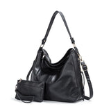 Women's Tote Bag PU Leather Shoulder Bag Underarm Bucket Bag with Wallet V1263-JX-3483