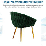 SERENIT Emerald Green Modern Velvet Dining Chairs, Upholstered Living Room Chair with Woven Back V255-SE-GP1801-DC-EGREEN