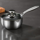 18cm 316L Stainless Steel Saucepan Compound Steel Honeycomb Nonstick Sauce Pan with Glass Lid 1.5L V255-18CMMILKPOT