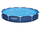 Bestway Swimming Pool 366x76cm Steel Frame Round Above Ground Pools w/ Filter Pump 6473L BW-POOL-366CM-56680