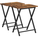 VASAGLE TV Tray Set of 2 Folding Tables Rustic Brown and Black V227-9101101010470