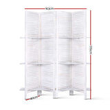 Artiss 4 Panel Room Divider Screen 163x170cm Shelf White RD-B-0590-4P-WH