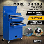 Giantz 7 Drawer Tool Box Cabinet Chest Trolley Toolbox Garage Storage Blue TB-7D-BL