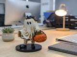 Black Cat Pumpkin Resin Halloweens Hand Painted Figure Art, Festive Shelf Table Cute Halloween V1192-AZ-W-35116