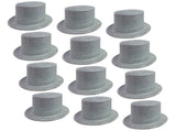12x GLITTER TOP HAT Fancy Party Plastic Costume Tall Cap Fun Dress Up BULK - Silver V563-12GLTRTOPHAT-SLV