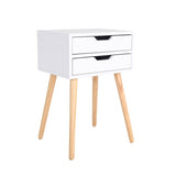 Bedside Table 2 Drawer Wood Leg Storage Cabinet Nightstand SUZY WHITE V274-FT-BEDT-2DD02-WH