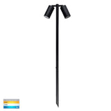 Tivah 2 x 5W 12V DC Tri-Colour Double Adjustable Garden Spike Spotlight, 1000 mm Size, Black V1202-V1-HVLHV1425T