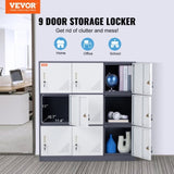 9 Doors Metal Storage Cabinet Employees Steel Storage Cabinet Office Gray V952-JCJHSBMY33180TSQWV0