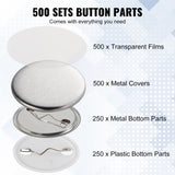 VEVOR 1.25" 32mm Button Badge Parts Supplies for Button Maker Machine 500 Sets V952-XZGSLH32MM50024OYV0