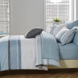 Floral Stripes Comforter Set, King Size, Stylish 3-Piece Bedding with Pillowcases V745-MAB010952AJ3