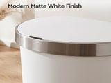 Devanti 50L Motion Sensor Bins Trash Can Kitchen Smart Rubbish Bin D-shape design White SB-50L-S48-WH