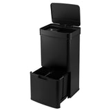 Devanti 72L Sensor Bin Rubbish Bins 4-in-1 Compartment Stainless Steel Trash Can Black SB-E-3C-72L-BK