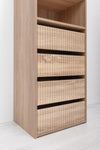 GENEVA THREE SHELF/FOUR DRAWER BUILT IN WARDROBE - FLUTED - NATURAL OAK V164-ECW2SFB