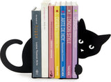 2-Piece Hidden Cat Metal Bookend Set, Black Decorative Book Supports V1188-MS-731-037