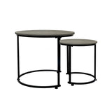 Levede Round Nesting Table Coffee Table Wood Side Table CH1156-60-GY_NZ