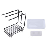 Sponge Holder with Drain Pan Quick Drying Hollow Bottom Rustproof Dishcloth Drying Rack for Kitchen V1294-YM0703-3118230115111