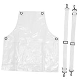 White Salon Hair Stylist Apron with Adjustable Plastic Strap, Unisex Protective Hairdressing Apron V1366-AZ2-W-25409