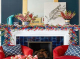 4th of July Red White Blues Lamb Ear Leaves Garland for Doors, 5.9ft Patriotic Artificial V1258-DP02-C-2721