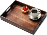 Acacia Wood Serving Tray with Handles, 17 Inch Wooden Tray for Ottoman, Breakfast, Lunch, Dinner, V1258-DP02-C-597