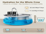 Wireless Pet Water Fountain with 4L Capacity, 304 Stainless Steel, Smart Sensor Water Circulation, V1341-ZY-QUWZVFV6-E1