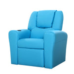 Keezi Kids Recliner Chair PU Leather Sofa Lounge Couch Children Armchair Blue KID-RECLINER-BU