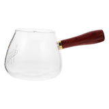 Transparent Glass Milk Cup Borosilicate Heat-Resistant Wooden Handle 1Pc V1370-AZ4-16820