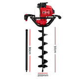 Giantz Post Hole Digger 200mm Petrol Drill Extension Auger Bits DI-EE-N-RDBK-AUG200