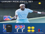 Pickleball Paddle Set with 4 Balls Fiberglass Surface, Lightweight Grip Indoor & Outdoor Play V1107-CS-PKQPTZ