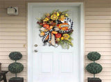 Autumn Sunflower Wreath for Front Door Fall Farmhouse Buffalo Lattice Pumpkin and Wreaths Home Door, V1192-AZ-W-20367