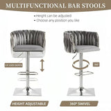 SERENIT Modern Velvet Breakfast Bar Stools Swivel Barstools Adjustable Counter Stools with Backrest V255-SE-SP1782R-GREY