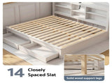 Artiss Noise-Free White Farmhouse Solid Wood Double Platform Bed Frame with Storage Headboard, WBED-F-BSHELF-D-WH-ABC