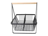 Countertop Fruit Basket Large Capacity Portable Modern Metal Rectangle Basket with Wooden Handle for V1294-YM0901-3111240060011