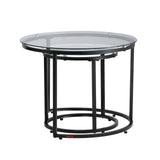Nesting Coffee Table Set of 2, 600 mm Round Coffee Table, Glass Nesting Tables for Small Place, V952-QTZTBYXKJTT2PVR8P001V0