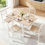 Artiss Dining Table and Chairs Set 5pcs Foldable Kitchen Furniture Natural White DSET-D-BH07-OA-AB