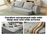 Artiss Convertible Folding Sofa Bed 30D High-Density Foam Boneless Couch with Corduroy Sleeper Couch SBED-E-FLD04-2S-GY