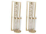 2pcs Wall Candle Holder Vintage Hollowed Candle Holder Metal Wall Art with Glass Cover for Home V1294-YM0901-3115250079011