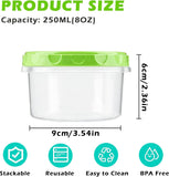 12 reusable 8-ounce plastic food containers with lids - deli containers - stackable food storage V1259-DP01-BO-209