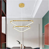 BAMDECOR AD2583 Modern Triangular LED Chandelier V255-BAM-AD2583-2R-0406-GOLD