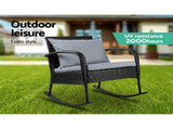 Gardeon Outdoor Furniture Rocking Chair Wicker Garden Patio Lounge Setting Black ODF-ROCK-E-CHAIR-BK