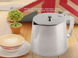 Stainless Steel Coffee Cup Mug Milk Frothing Pitcher Jug with Lid for Latte Coffee Art V1294-YM0727-JY11414-06