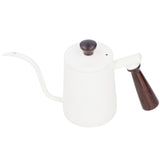 Portable Stainless Steel Coffee Pot with Wooden Handle Long Gooseneck Spout Cafe KettleWhite 700ml V1294-YM0901-3118200231811