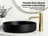 Cefito Bathroom Basin Ceramic Vanity Sink Vessel Bowl Wash Matte Black Round Countertop CB-8017-BK
