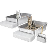 Cat Litter Box, 152 mm Deep, XL Extra Large Stainless Steel Cat Litter Box with Scoop, Wide V952-KFSMSPCBXGXL7835FV0