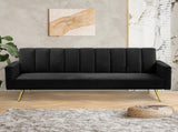 Levede Sofa Bed Convertible Velvet Lounge Recliner Couch Sleeper 3 Seater Black SOFABED1005-BK