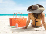 Rubber Tote Bag Sandproof Outdoor Washable Open Tote for Beach Pool Sports - Orange V1263-JX-3495