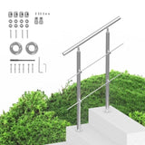 Handrails for Outdoor Steps, 31.5in Length 2 Crossbars Stair Hand Rail Kit, Transitional Stainless V952-BXGSLZFS80CMSOHDTV0