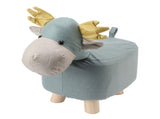 Animal Footstools Prevent Slip Cute Cartoon Giraffe Shape Soft Small Kids Stools for Home Blue V1294-YM0703-3116230000312