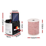 Giantz Fence Energiser 3KM Solar Powered Electric 500M Poly Wire Insulator SFC-FIK-WIRE-3KM