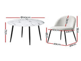 1 Artiss Dining Table and 4 Chairs Set Marble White DSET-MAR75-VEL150-WHX4